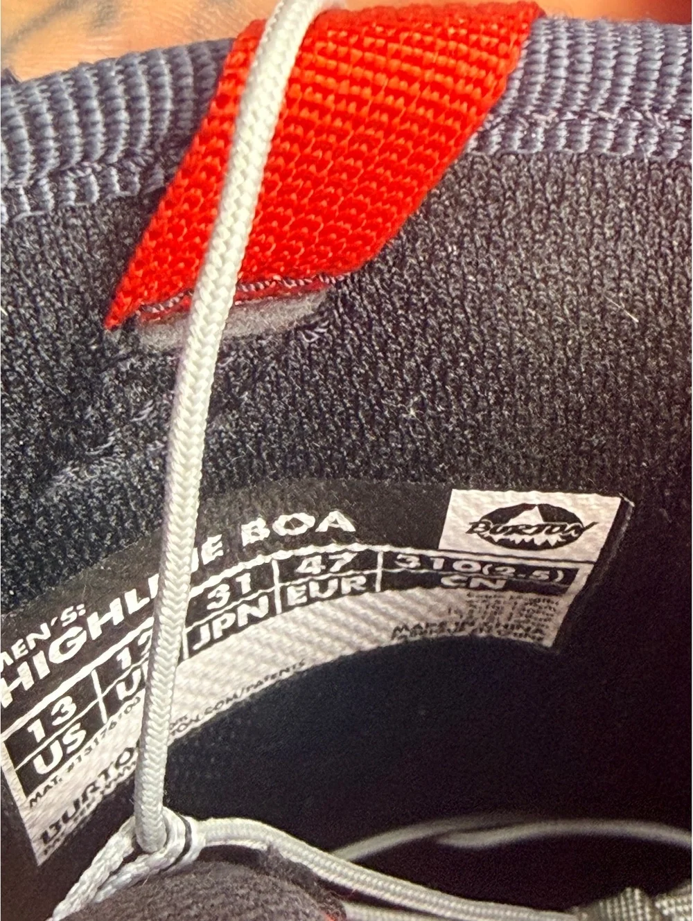Burton Highline BOA Men’s Size 13 Black Red Snowboard Boots Imprint 1